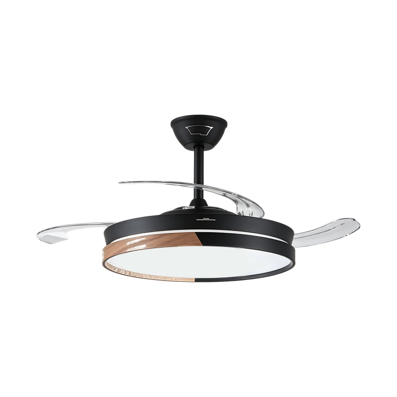 Rustic Wood Grain na Retractable Fan Light