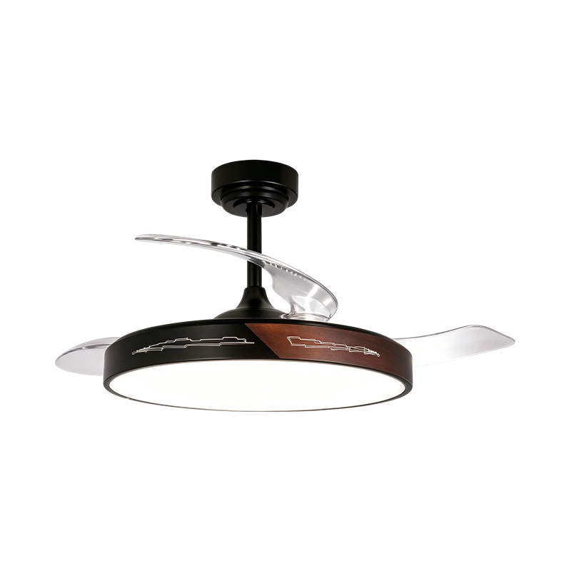 Rustic Wood Grain na Retractable Fan Light