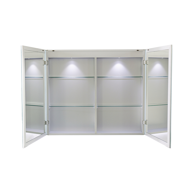 Double-Door LED Smart Bathroom Mirror Cabinet (Na may Anti-Fog Hand-Swipe Switch)